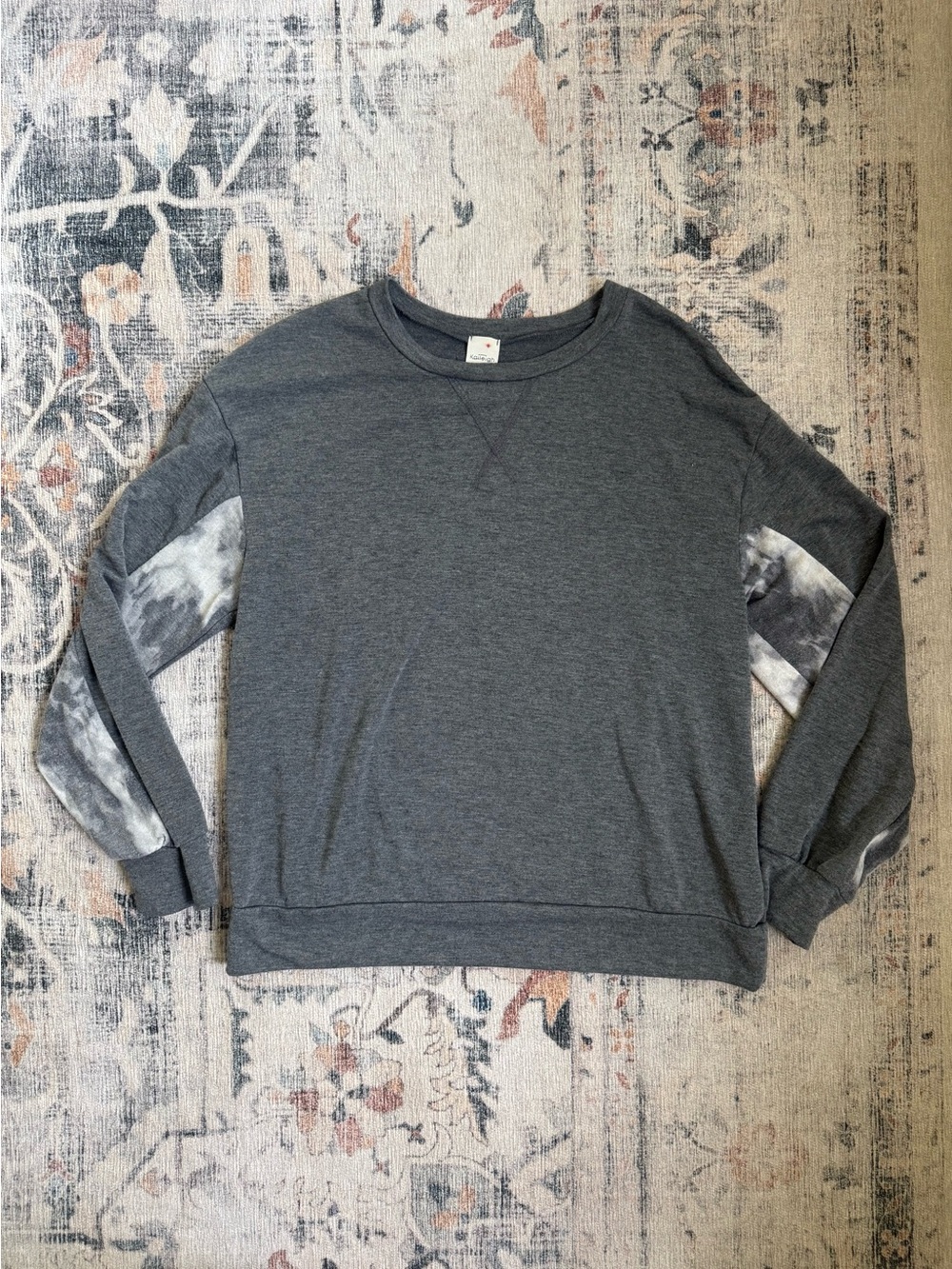 Kaileigh Gray Crewneck Sweatshirt with Marble Accent